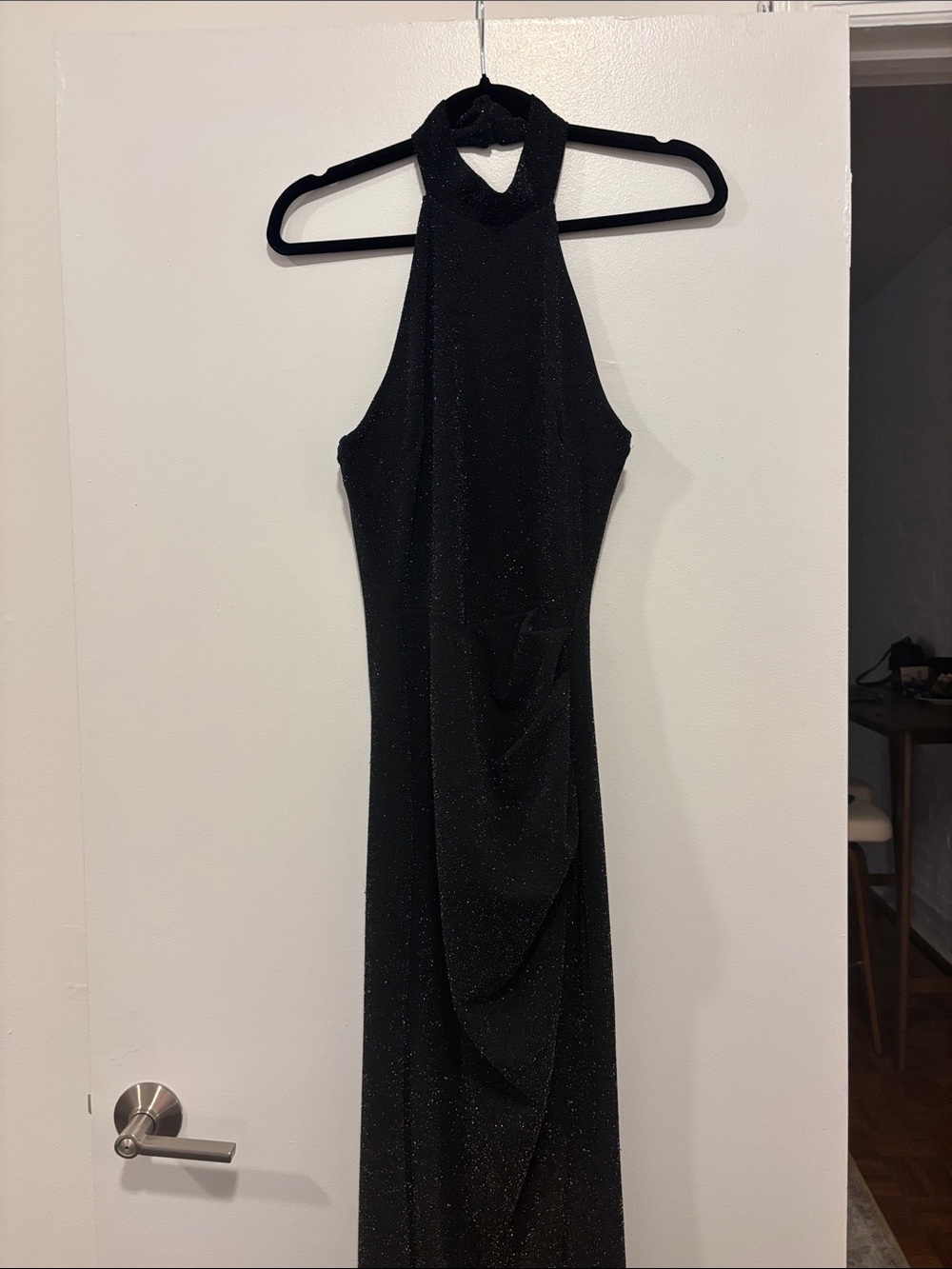 Fashion Nova Black Sparkle Halter Maxi Dress